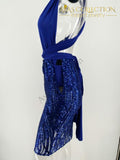 Halter Backless Blue Sequins Luxury Party Dress Dresses