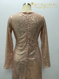 Gold Sequin Dress Plunging V Neck Twist Front High Slit Dresses