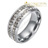 Double Paved Trendy Band Rings