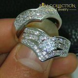 10Kt White Gold Filled Wedding Ring Set 2 In 1 Rings