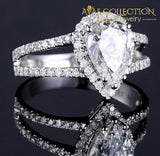 18k White Gold Filled Pear Shape Ring - Avas Collection