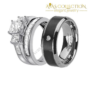 Matching Wedding Couple Ring Set Rings