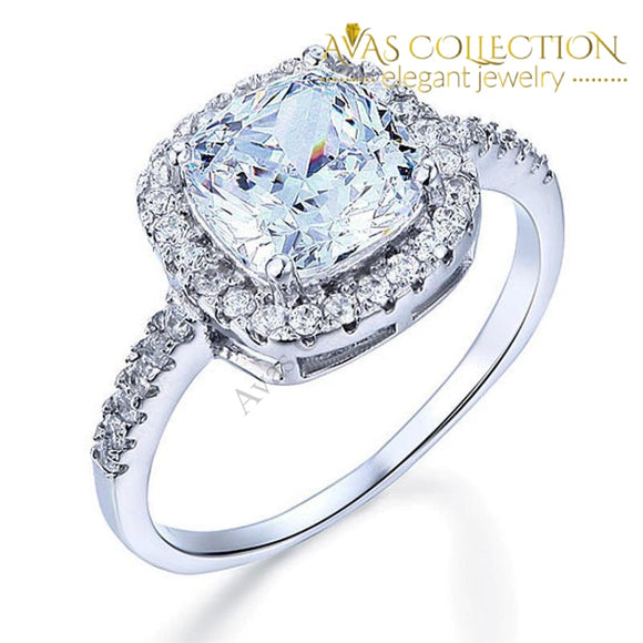3 Carat Cushion Cut Engagement Ring Solid 925 Sterling Silver / High Polished - Avas Collection