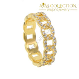 Minimal Pave Rings 7 / Link Chain Gold-Color