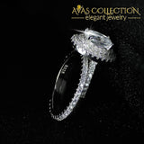 Solid 925 Sterling Silver Oval Ring Set Simulated Diamonds Rings