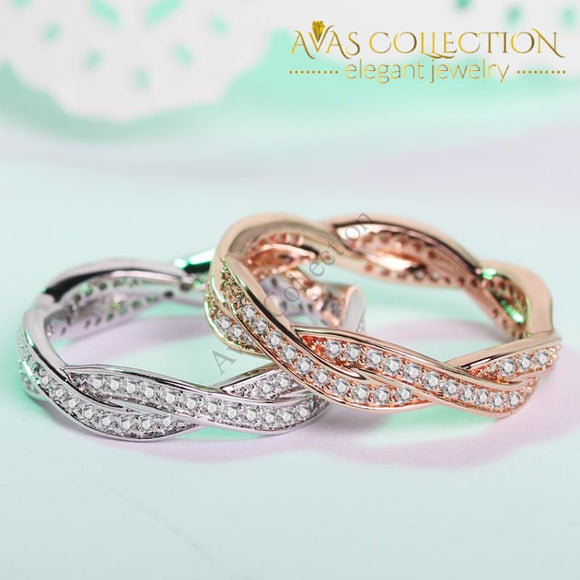 2 colors Cross Twist Eternity Band - Avas Collection