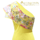 Summer Fashion Jumpsuit Elegant One Shoulder Embroidered Flower - Avas Collection