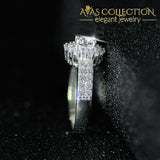 925 Sterling Silver Halo  Engagement Ring Polished in 18k White Gold - Avas Collection