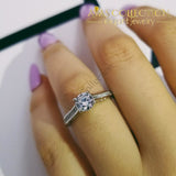 Solid Real 925 Sterling Silver Promise Ring Engagement Simulated Diamonds Rings