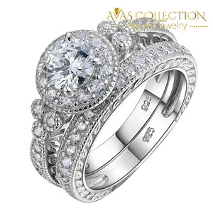 1.2 Ct Round Cut 925 Sterling Silver Halo Wedding Ring - Avas Collection