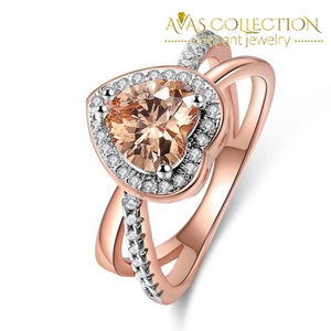 Champagne Heart Rose Gold Finish Ring - Avas Collection