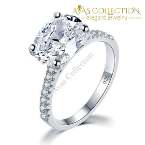 Solid 925 Sterling Silver 4 Carat Wedding Anniversary Ring Oval Cut Luxury Jewelry Simulated Diamond