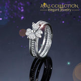 Solid 925 Sterling Silver Ring Set 3-Pcs Heart Love Jewelry New Design Simulated Diamond