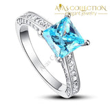 1.5 Carat Princess Fancy Blue Simulated Diamond 925 Sterling Silver Wedding Engagement Ring