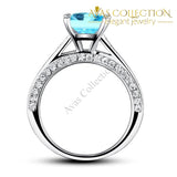 1.5 Carat Princess Fancy Blue Simulated Diamond 925 Sterling Silver Wedding Engagement Ring