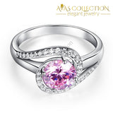 Twist Curl 925 Sterling Silver Wedding Engagement Ring 1.25 Ct Fancy Pink Simulated Diamond
