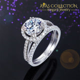 925 Sterling Silver Wedding Halo Ring Set 2 Carat Simulated Diamond - Avas Collection