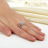 925 Sterling Silver Wedding Halo Ring Set 2 Carat Simulated Diamond - Avas Collection