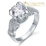 Vintage Victorian Style 2 Carat Simulated Diamond 925 Sterling Silver Wedding Engagement Ring - Avas Collection