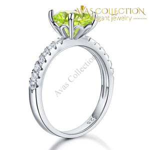 925 Sterling Silver Bridal Wedding Promise Ring 2 Carat Simulated Green Peridot - Avas Collection