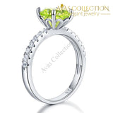 925 Sterling Silver Bridal Wedding Promise Ring 2 Carat Simulated Green Peridot - Avas Collection