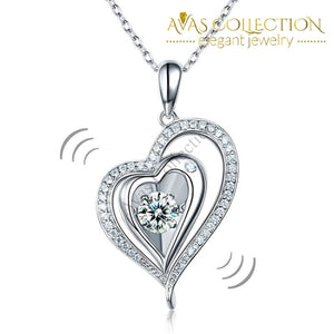 Dancing Stone Heart Necklace 925 Sterling Silver Good For Wedding Bridesmaid Gift