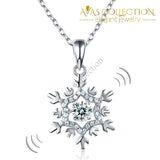 Dancing Stone Snowflake Pendant Necklace Solid 925 Sterling Silver Good For Bridal Bridesmaid Gift
