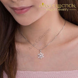 Dancing Stone Snowflake Pendant Necklace Solid 925 Sterling Silver Good For Bridal Bridesmaid Gift