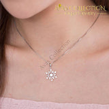 Dancing Stone Snowflake Pendant Necklace Solid 925 Sterling Silver Good For Bridal Bridesmaid Gift