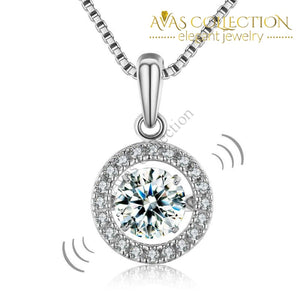 Dancing Stone 1 Carat Pendant Necklace Solid 925 Sterling Silver Good For Wedding Bridesmaid Gift