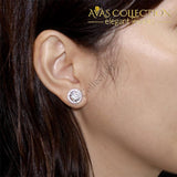 2.5 Carat Round Halo (Removable) Stud Solid 925 Sterling Silver Earrings Jewelry