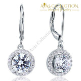 Simulated Diamond Round Cut Dangle Drop Sterling 925 Silver Earrings