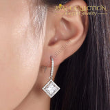 3 Carat Simulated Princess Cut Diamond Dangle Drop Sterling 925 Silver Earrings