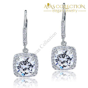 925 Sterling Silver Bridal Wedding Earrings Brilliant Simulated Diamond - Avas Collection