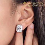 8 Carat Emerald Cut Simulated Diamond Stud 925 Sterling Silver Earrings