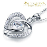 Simulated Diamond Heart 925 Sterling Silver Pendant Necklace