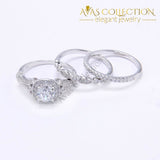 1Ct Round Cut Solid 925 Sterling Silver Triple Wedding Ring Set - Avas Collection