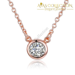 Swarovski Crystal 18K Rose Plated Bezel Necklace