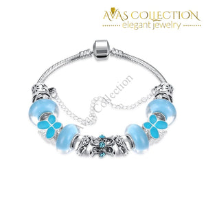 Sky Blue Petite Butterfly Pandora Inspired Bracelet Made With Swarovski Elements