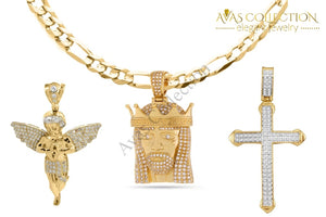 18K Gold Plated Religious Cross Set - Fiagro Necklace + 3 Pendants