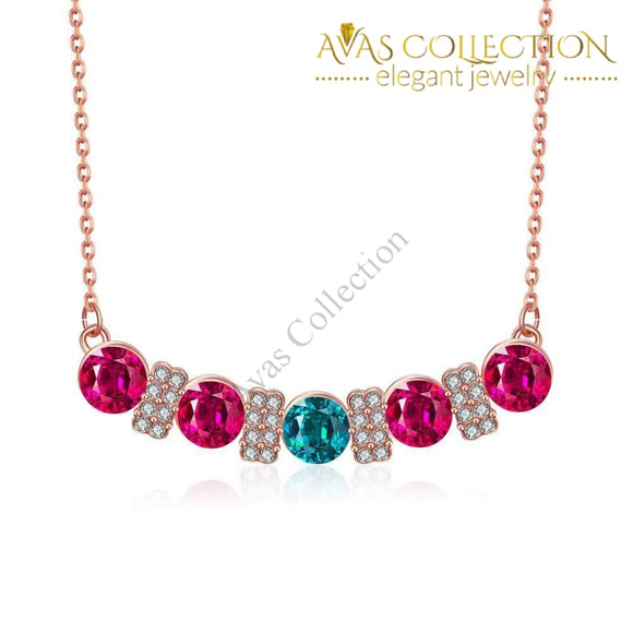 18K Rose Gold Plated Multi-Gem Bar Necklace