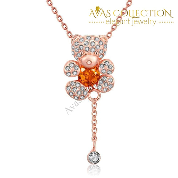 18K Rose Gold Plated Teddy Bearnecklace
