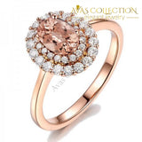 925 Silver&Rose Gold Fill Oval Champagne Ring - Avas Collection