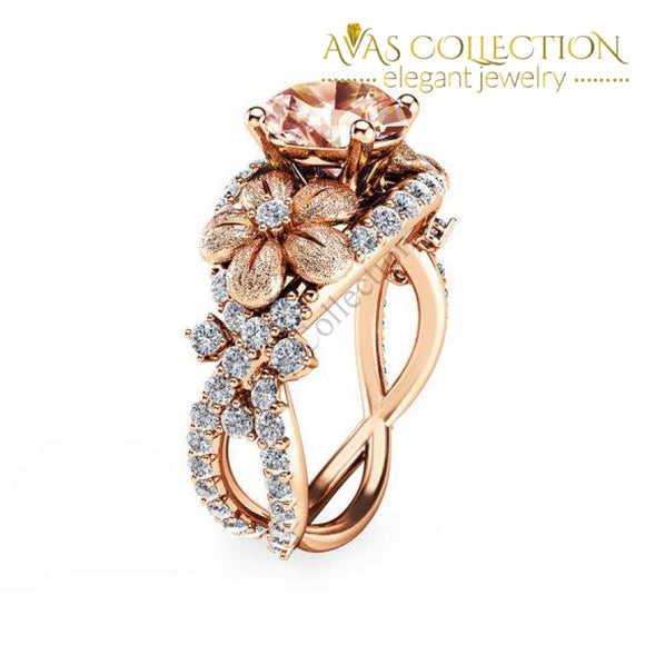 Gp Rose Gold Champagne Flowers Ring Rings