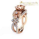 Gp Rose Gold Champagne Flowers Ring 5 / Color Rings