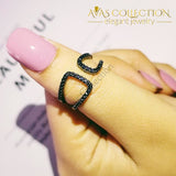 Silver/gold/ Black Re-Sizable Ring -R4674 Rings