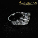 Solid 925 Sterling Silver Ring Finger Crown Princess Promise Ring - Avas Collection