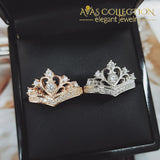 Solid 925 Sterling Silver Ring Finger Crown Princess Promise R4604S Rings