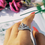 Solid 925 Sterling Silver Ring Finger Crown Princess Promise Rings